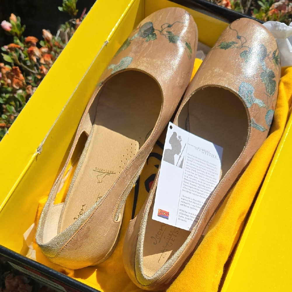 ICON Painted Italian Leather SZ 9 High Vamp Ballet Slipper "Geisha" (BOX)